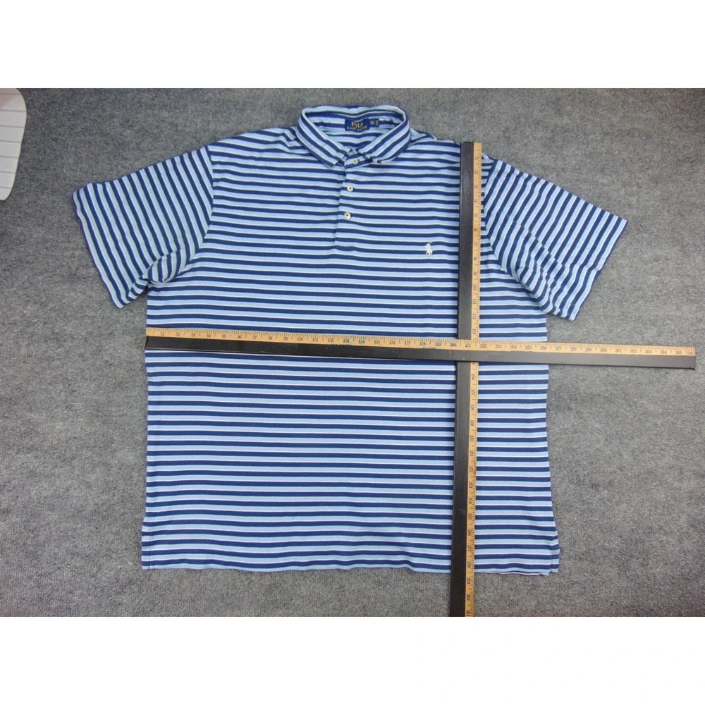 Polo Ralph Lauren Polo Shirt Mens 2XLT Blue Striped Preppy Classic Nautical Golf